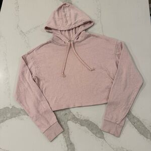 H&M Divided Cropped LongSleeve Hoodie Sweatshirt Womens Small Pale Pink Cozycore